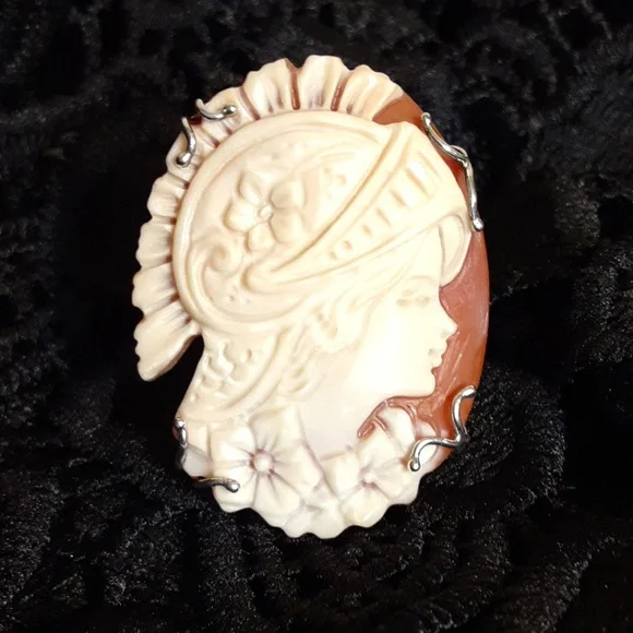PRICE IS FIRM. 925 35mm Cornelian Hand Carved Cameo. STUNNING. ITALY. - Picture 1 of 11